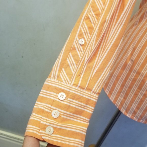 J.Crew orange striped button down size XS (P25) - Picture 6 of 8